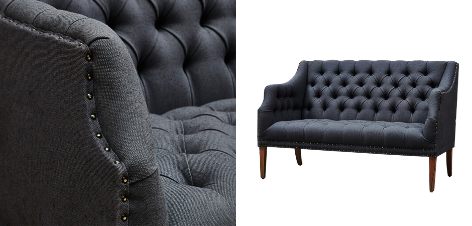 Диван Morton Capitone Sofa темно-серый лен Диван Morton Capitone Sofa темно-серый лен - Loft-Concept в Тюмени