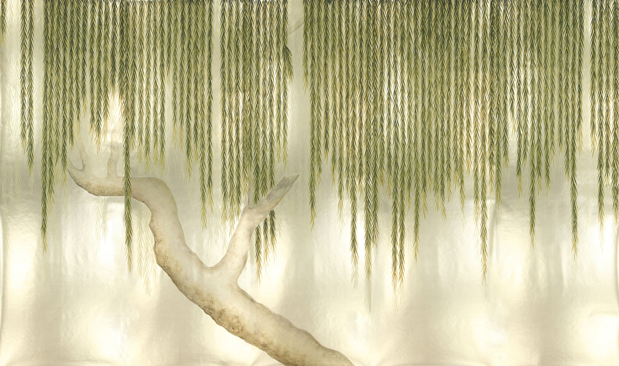 Обои ручная роспись Willow Original colourway on Champagne Gold gilded paper Обои ручная роспись Willow Original colourway on Champagne Gold gilded paper - постер Loft-Concept в Тюмени