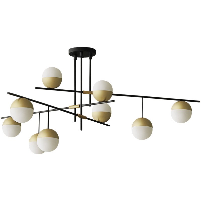 Люстра Balls white & brass 9 Белый Черный Латунь Люстра Balls white & brass 9 Белый Черный Латунь в Тюмени | Loft Concept