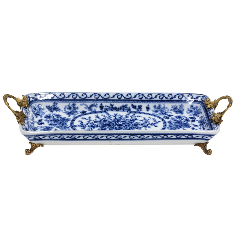 Поднос Orianne Blue and Bronze Белый Синий Бронза Поднос Orianne Blue and Bronze Белый Синий Бронза в Тюмени | Loft Concept