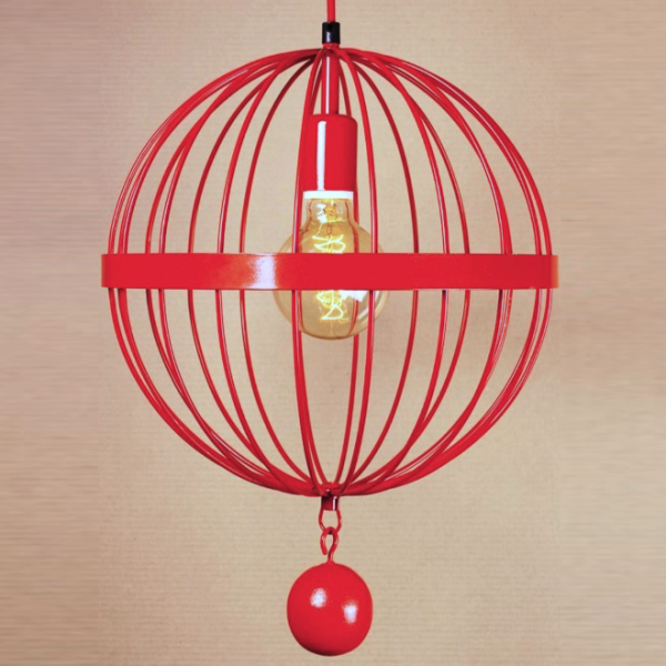 Подвесной светильник Wire Cage Pendant Spher Red Красный Подвесной светильник Wire Cage Pendant Spher Red Красный в Тюмени | Loft Concept