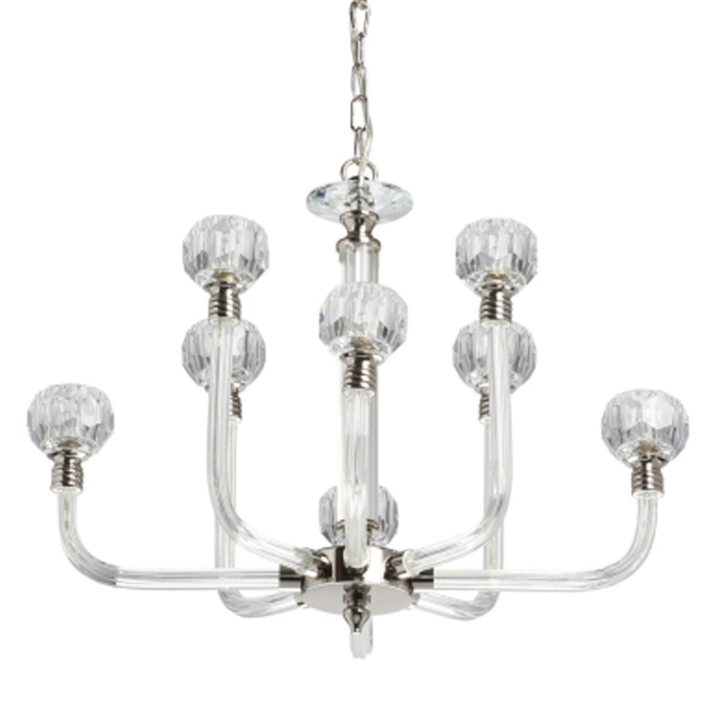 Люстра с 8-ю лампами и гранеными стеклянными плафонами Prism Gala Серый Прозрачный в Тюмени | Loft Concept 