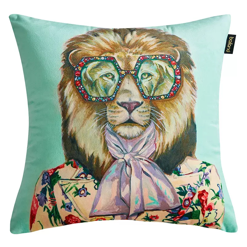 Декоративная подушка Стиль Gucci Leo Fashion Animals Cushion Mint Мятный Мульти Декоративная подушка Стиль Gucci Leo Fashion Animals Cushion Mint Мятный Мульти в Тюмени | Loft Concept