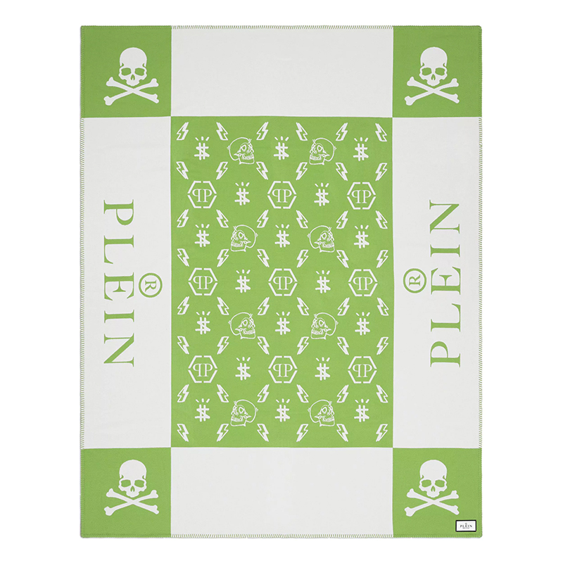Плед Philipp Plein Plaid Cashmere Skul Green Зеленый Белый Плед Philipp Plein Plaid Cashmere Skul Green Зеленый Белый в Тюмени | Loft Concept