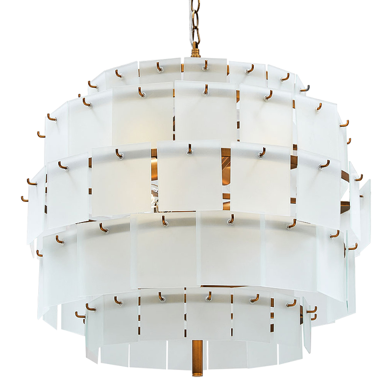 Люстра Glass Square Plates Chandelier Медь Белый Люстра Glass Square Plates Chandelier Медь Белый в Тюмени | Loft Concept
