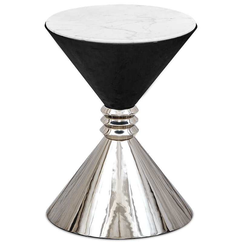 Приставной стол Hourglass side table Никель Черный Белый Приставной стол Hourglass side table Никель Черный Белый в Тюмени | Loft Concept