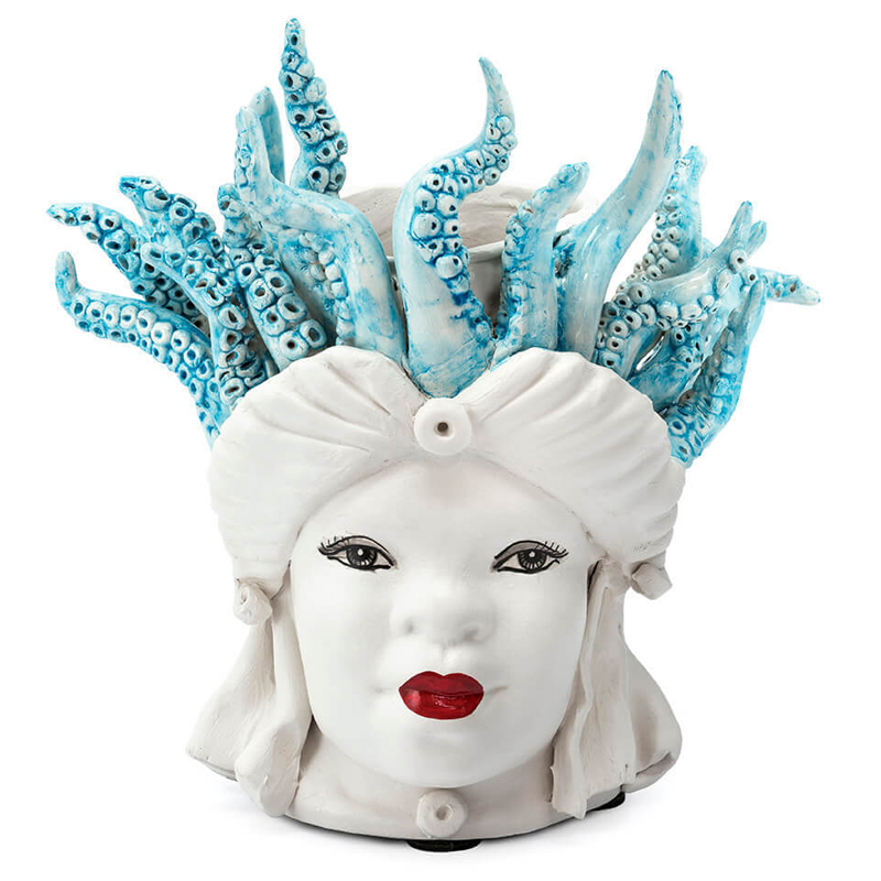 Ваза VASE MORO LADY SMALL MEDUSA Белый Голубой Ваза VASE MORO LADY SMALL MEDUSA Белый Голубой в Тюмени | Loft Concept