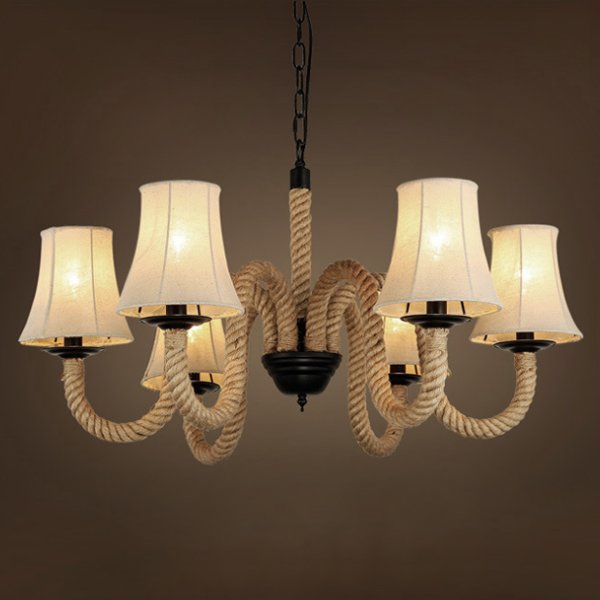 Люстра Loft Rope Chandelier 6 Бежевый Люстра Loft Rope Chandelier 6 Бежевый в Тюмени | Loft Concept