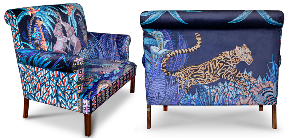 Диван Ardmore Design Sabie Sofa in Tanzanite Синий Тропический Орнамент Диван Ardmore Design Sabie Sofa in Tanzanite Синий Тропический Орнамент - Loft-Concept в Тюмени