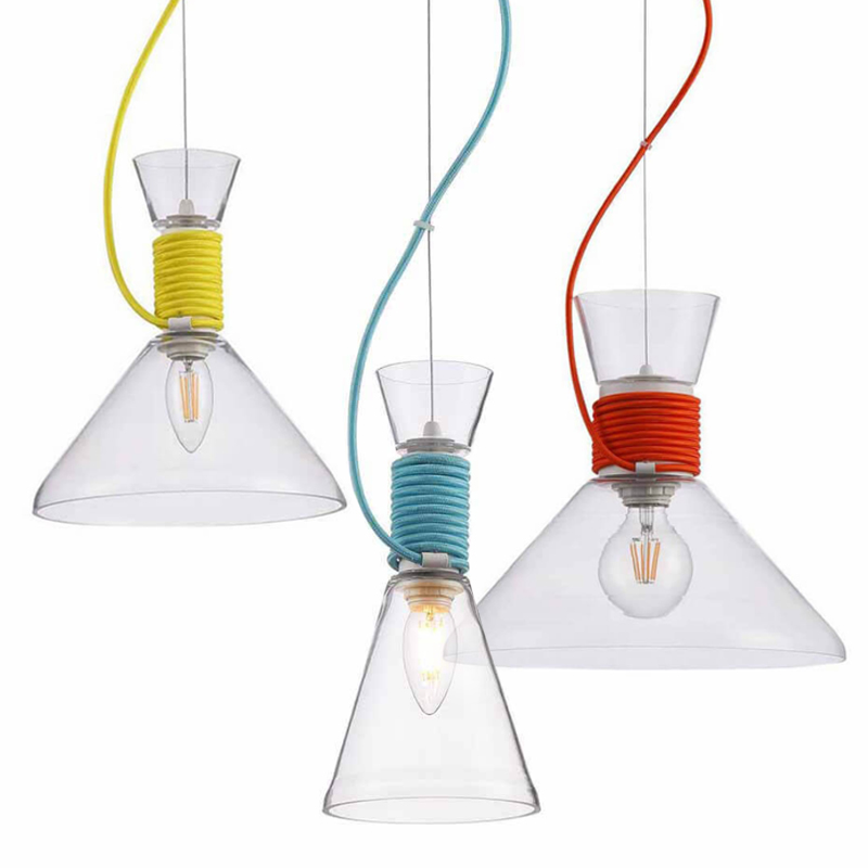 Подвесной Светильник Lamp With Multi-Colored Ropes Прозрачное Стекло Желтый Красный Голубой Подвесной Светильник Lamp With Multi-Colored Ropes Прозрачное Стекло Желтый Красный Голубой в Тюмени | Loft Concept