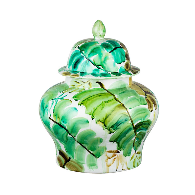Ваза Vase Green Leaves II Белый Зеленый Ваза Vase Green Leaves II Белый Зеленый в Тюмени | Loft Concept