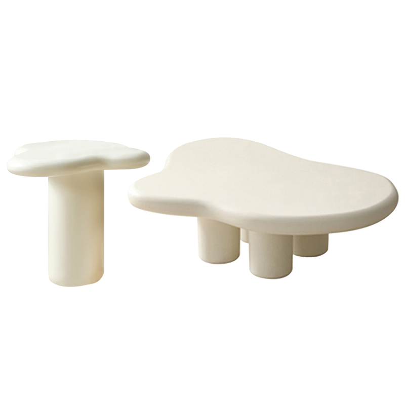 Комплект кофейных столиков Aine Curved Coffee Tables Молочный Черный Комплект кофейных столиков Aine Curved Coffee Tables Молочный Черный в Тюмени | Loft Concept