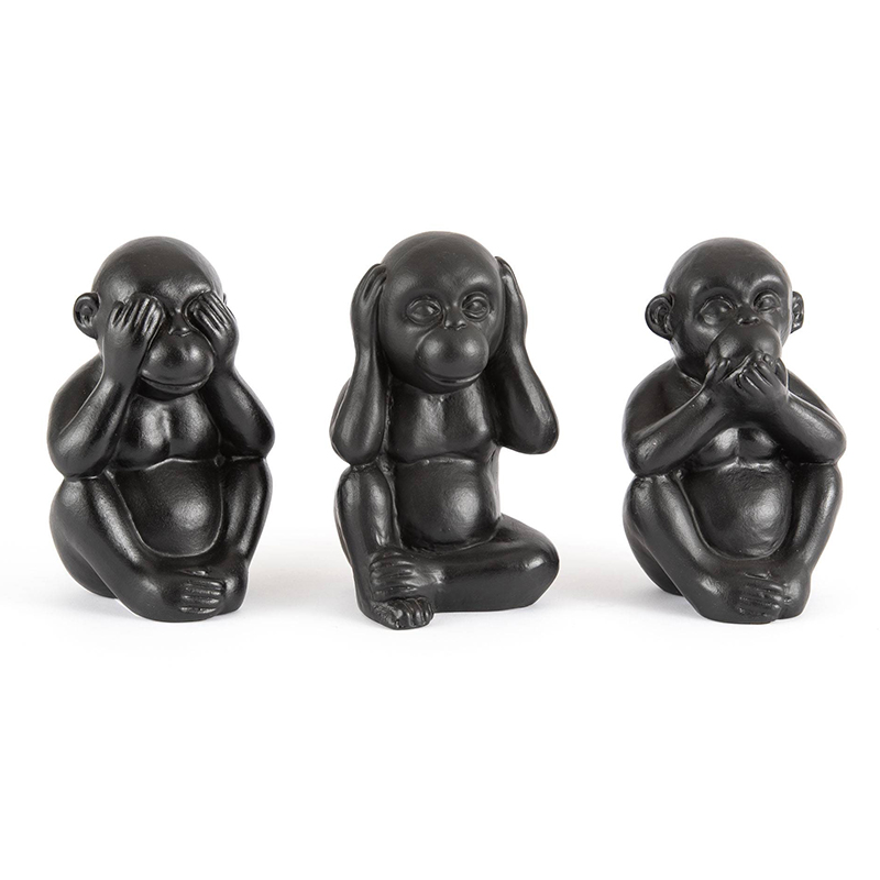 Комплект их 3-х статуэток Three Black Monkeys Черный Комплект их 3-х статуэток Three Black Monkeys Черный в Тюмени | Loft Concept