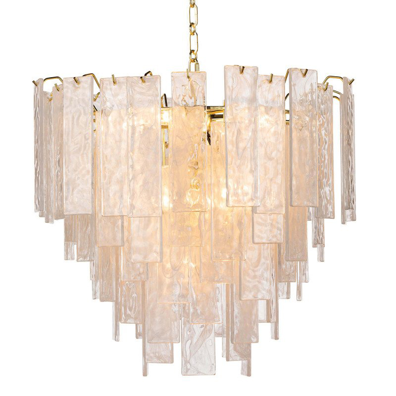 Люстра Textured Glass Chandelier Rectangular Pendants Золотой Прозрачный (Transparent) Люстра Textured Glass Chandelier Rectangular Pendants Золотой Прозрачный (Transparent) в Тюмени | Loft Concept