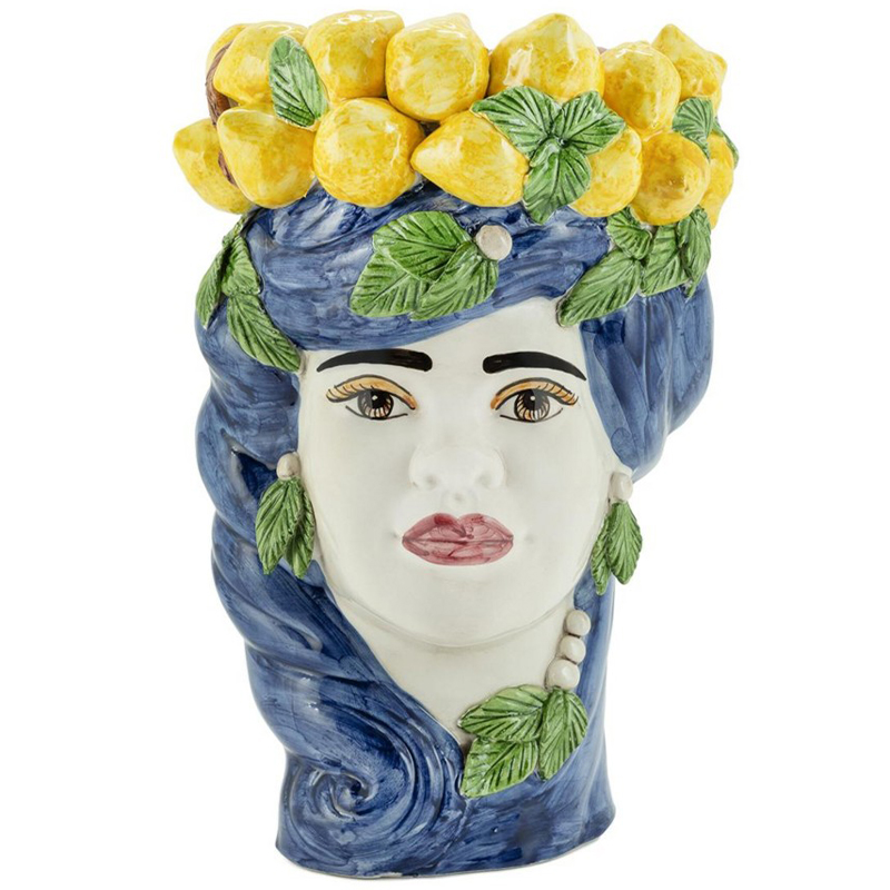 Ваза Vase Lemon Head Lady Blue Синий Желтый Зеленый Мульти Ваза Vase Lemon Head Lady Blue Синий Желтый Зеленый Мульти в Тюмени | Loft Concept