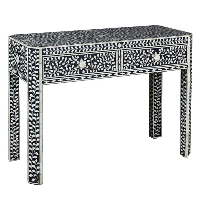 Консоль Inlaid Bone Белый Черный Консоль Inlaid Bone Белый Черный в Тюмени | Loft Concept