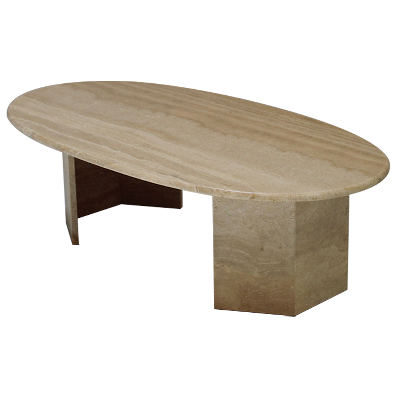 Кофейный стол Oval Travertine Coffee Table Коричневый Кофейный стол Oval Travertine Coffee Table Коричневый в Тюмени | Loft Concept