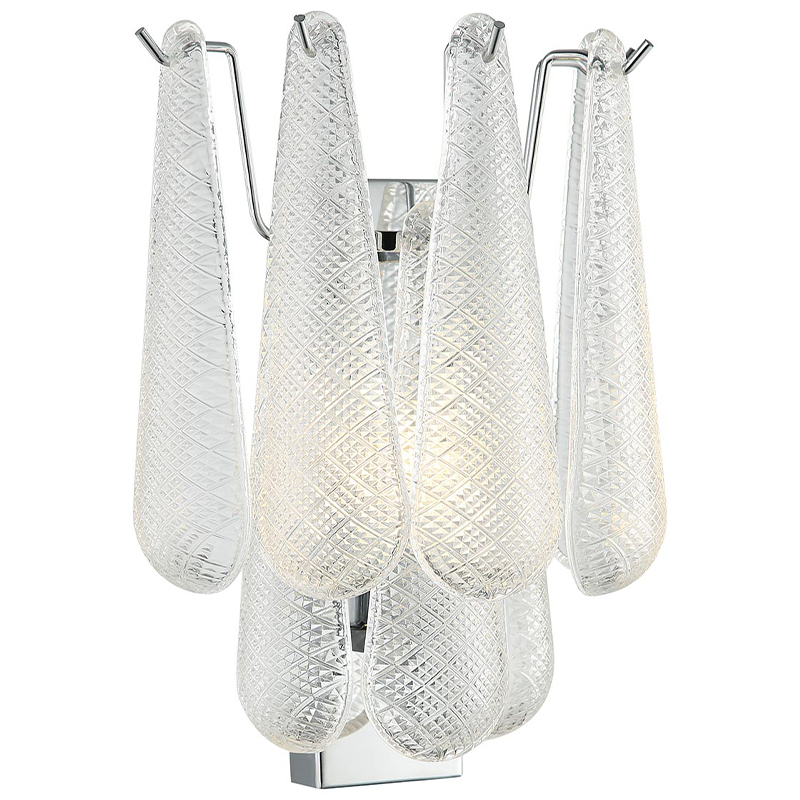 Бра Textured Glass Drops Wall Lamp Хром Белый Бра Textured Glass Drops Wall Lamp Хром Белый в Тюмени | Loft Concept