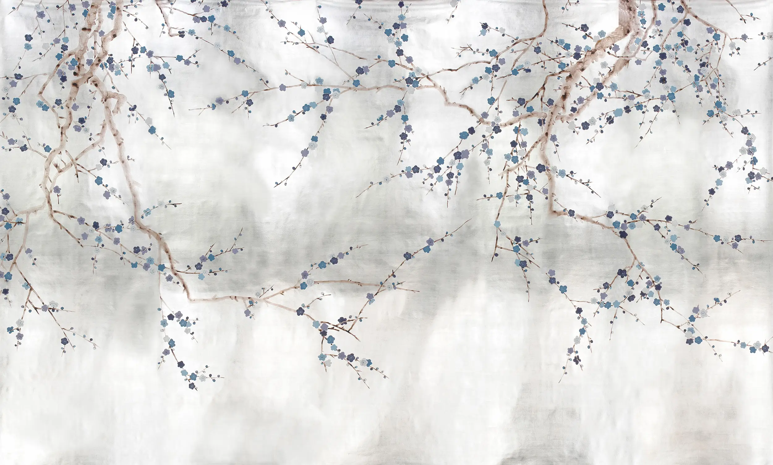 Обои ручная роспись Plum Blossom Hokusai on Tarnished Silver gilded paper Обои ручная роспись Plum Blossom Hokusai on Tarnished Silver gilded paper - постер Loft-Concept в Тюмени