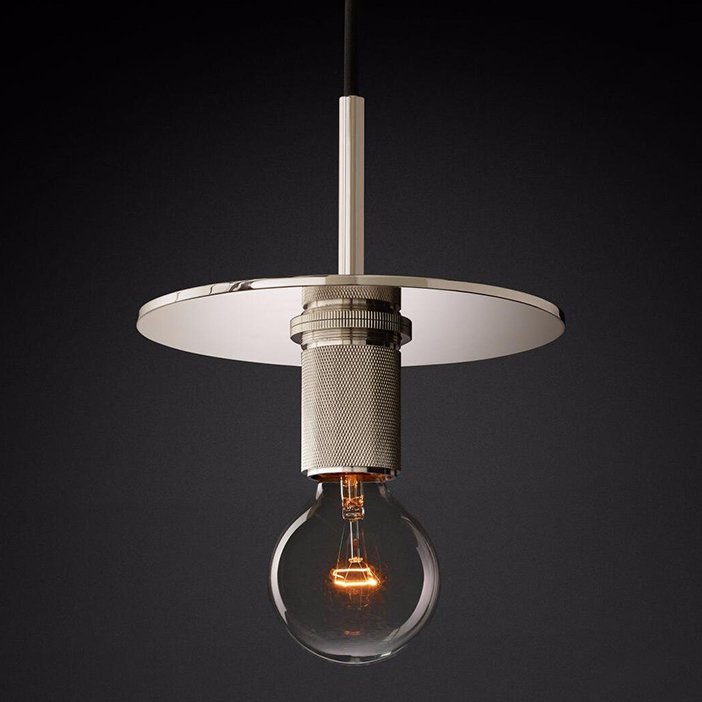 Подвесной светильник RH Utilitaire Disk Shade Pendant Silver Никель Прозрачное Стекло Подвесной светильник RH Utilitaire Disk Shade Pendant Silver Никель Прозрачное Стекло в Тюмени | Loft Concept