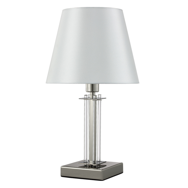 Настольная лампа с белым тканевым абажуром в форме конуса Laurent Золотой Никель Белый в Тюмени | Loft Concept 