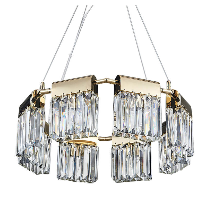 Люстра Crystal Pendants gold 8 Глянцевое золото Прозрачное Стекло Люстра Crystal Pendants gold 8 Глянцевое золото Прозрачное Стекло в Тюмени | Loft Concept