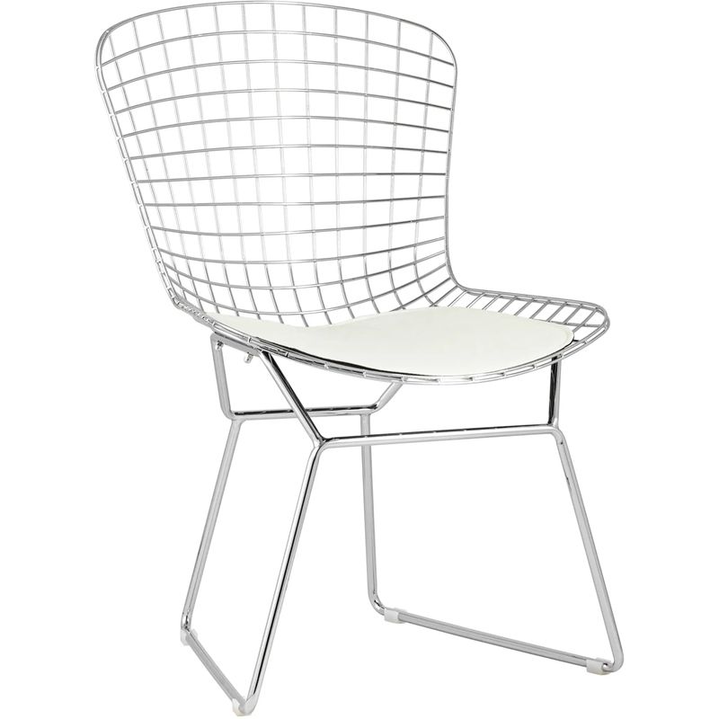 Стул Bertoia Chair Хромированный с Белой подушкой Хром Белый Стул Bertoia Chair Хромированный с Белой подушкой Хром Белый в Тюмени | Loft Concept
