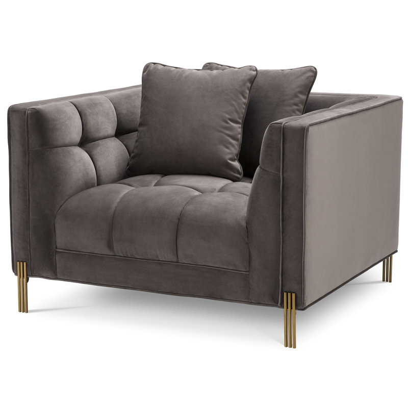 Кресло Eichholtz Chair Sienna grey Серый Латунь Кресло Eichholtz Chair Sienna grey Серый Латунь в Тюмени | Loft Concept