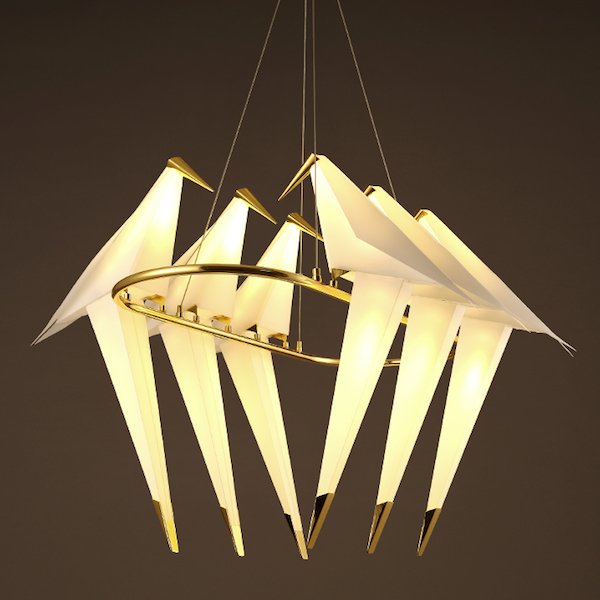 Люстра Origami Bird Chandelier 6 Бежево-серый Золотой Люстра Origami Bird Chandelier 6 Бежево-серый Золотой в Тюмени | Loft Concept