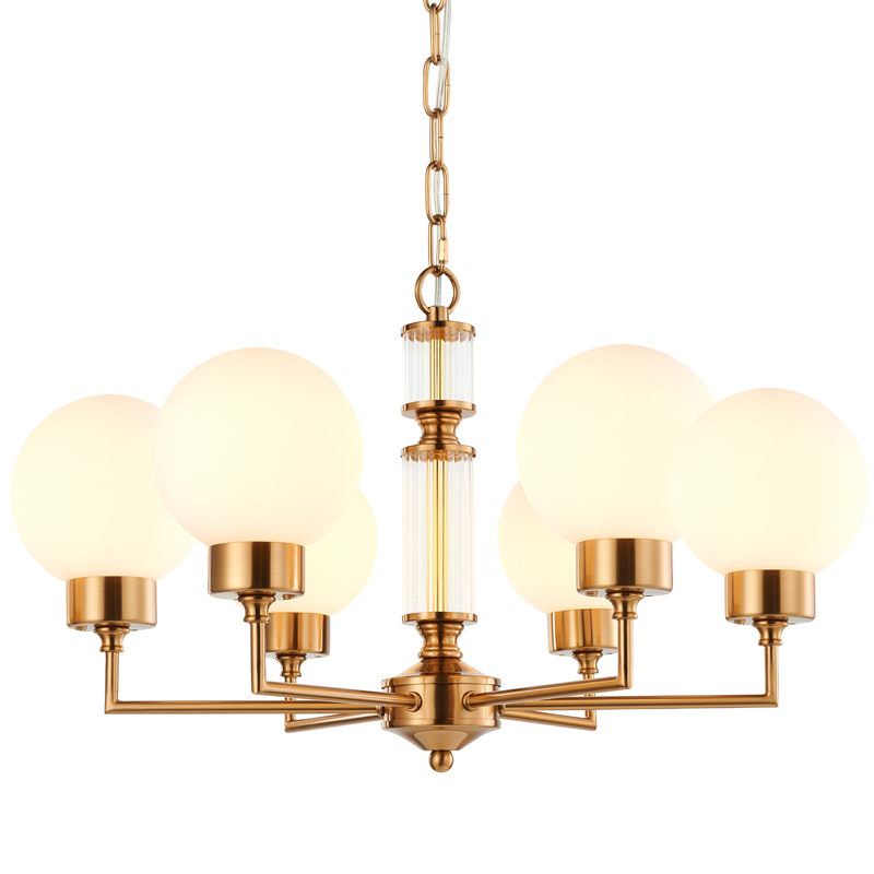 Люстра Zibille Chandelier Brass 58 Латунь Белое матовое стекло Прозрачный Люстра Zibille Chandelier Brass 58 Латунь Белое матовое стекло Прозрачный в Тюмени | Loft Concept