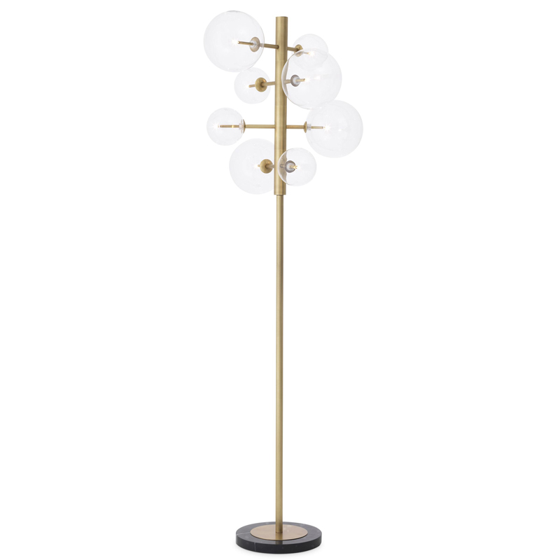 Торшер Eichholtz Floor Lamp Argento Латунь Прозрачное Стекло Черный Мрамор Nero Торшер Eichholtz Floor Lamp Argento Латунь Прозрачное Стекло Черный Мрамор Nero в Тюмени | Loft Concept