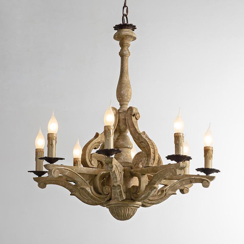 Люстра Rustic Wood Chandeliers 8 Бежево-серый Люстра Rustic Wood Chandeliers 8 Бежево-серый в Тюмени | Loft Concept
