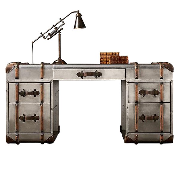 Стол RH Richards metal trunk Desks Алюминий Коричневый винтаж Стол RH Richards metal trunk Desks Алюминий Коричневый винтаж в Тюмени | Loft Concept