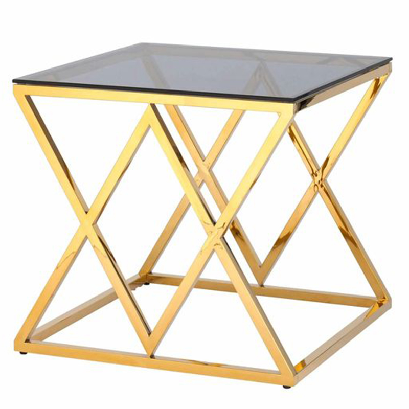 Стол приставной Geometry Rhombus Gold Золотой Стекло Смок Стол приставной Geometry Rhombus Gold Золотой Стекло Смок в Тюмени | Loft Concept