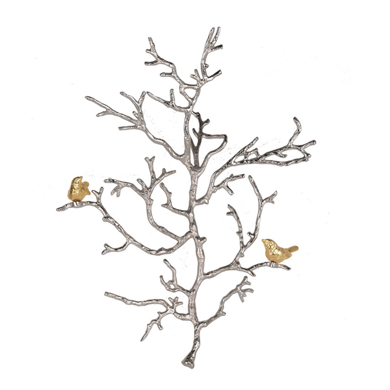 Настенный декор Tree Branch & Bird Золотой Сатиновое Серебро Настенный декор Tree Branch & Bird Золотой Сатиновое Серебро в Тюмени | Loft Concept