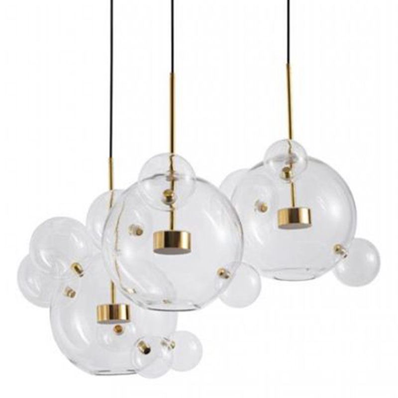 Светодиодный светильник Giopato & Coombes Bubble Chandelier Gold Circle 3 плафона Белый Золотой Прозрачное Стекло Светодиодный светильник Giopato & Coombes Bubble Chandelier Gold Circle 3 плафона Белый Золотой Прозрачное Стекло в Тюмени | Loft Concept