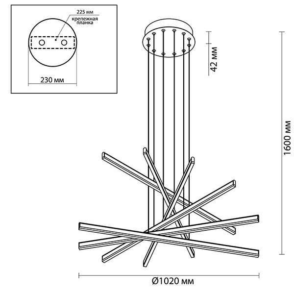 Люстра Rolf Six Black Lines Chandelier Люстра Rolf Six Black Lines Chandelier в Тюмени