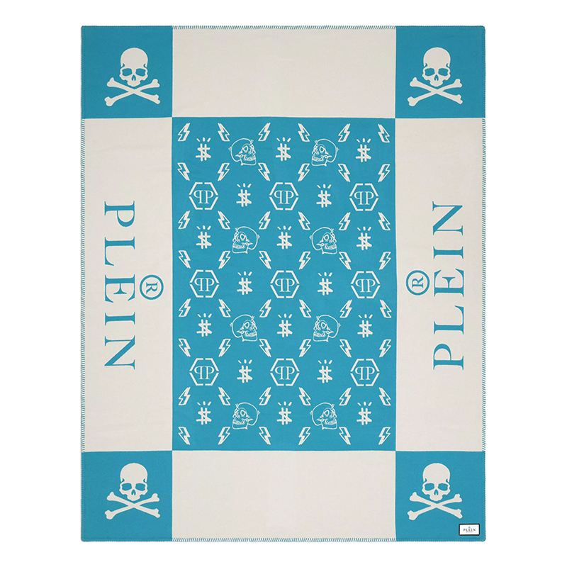 Плед Philipp Plein Plaid Cashmere Skull Blue Голубой Белый Плед Philipp Plein Plaid Cashmere Skull Blue Голубой Белый в Тюмени | Loft Concept