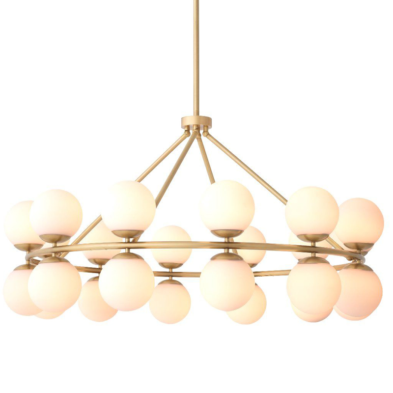 Люстра Eichholtz Chandelier Hutchinson Brass Латунь Античная полированная Белое матовое стекло Люстра Eichholtz Chandelier Hutchinson Brass Латунь Античная полированная Белое матовое стекло в Тюмени | Loft Concept