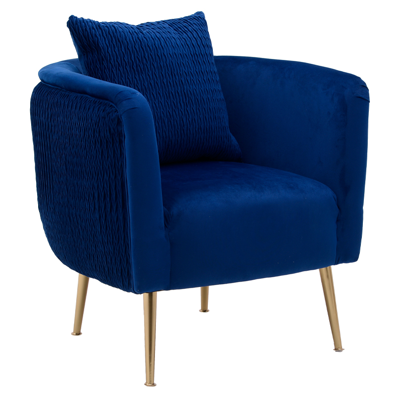 Кресло Yvette Armchair Blue Синий Глянцевое золото Кресло Yvette Armchair Blue Синий Глянцевое золото в Тюмени | Loft Concept