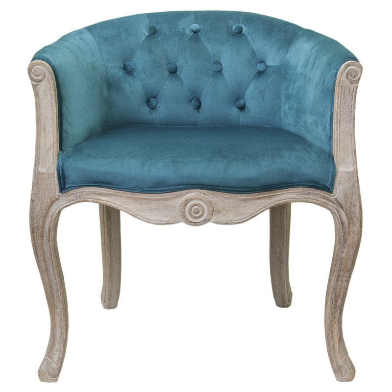Кресло низкое в стиле прованс Louis French Armchair blue velour Бирюзовый Бежевый Кресло низкое в стиле прованс Louis French Armchair blue velour Бирюзовый Бежевый в Тюмени | Loft Concept