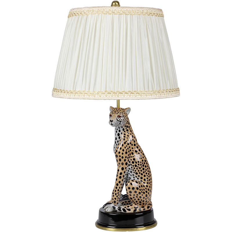 Настольная лампа с абажуром Leopard Table Lamp Кремовый Коричневый Черный Настольная лампа с абажуром Leopard Table Lamp Кремовый Коричневый Черный в Тюмени | Loft Concept