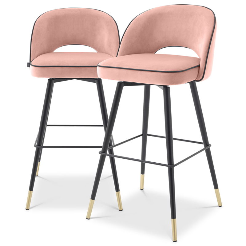 Комплект барных стульев Eichholtz Bar Stool Cliff set of 2 nude Розовый пастельный Черный Латунь Комплект барных стульев Eichholtz Bar Stool Cliff set of 2 nude Розовый пастельный Черный Латунь в Тюмени | Loft Concept