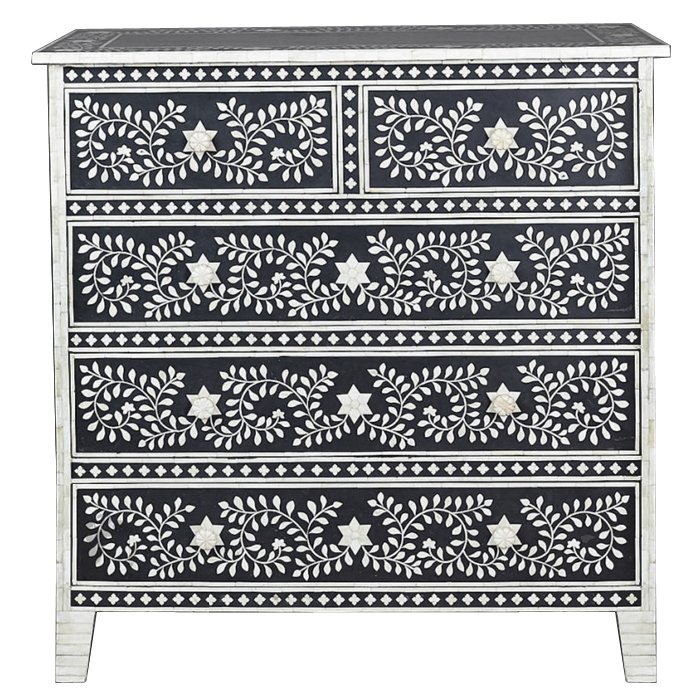 Комод Inlaid Bone Stars Белый Черный Комод Inlaid Bone Stars Белый Черный в Тюмени | Loft Concept