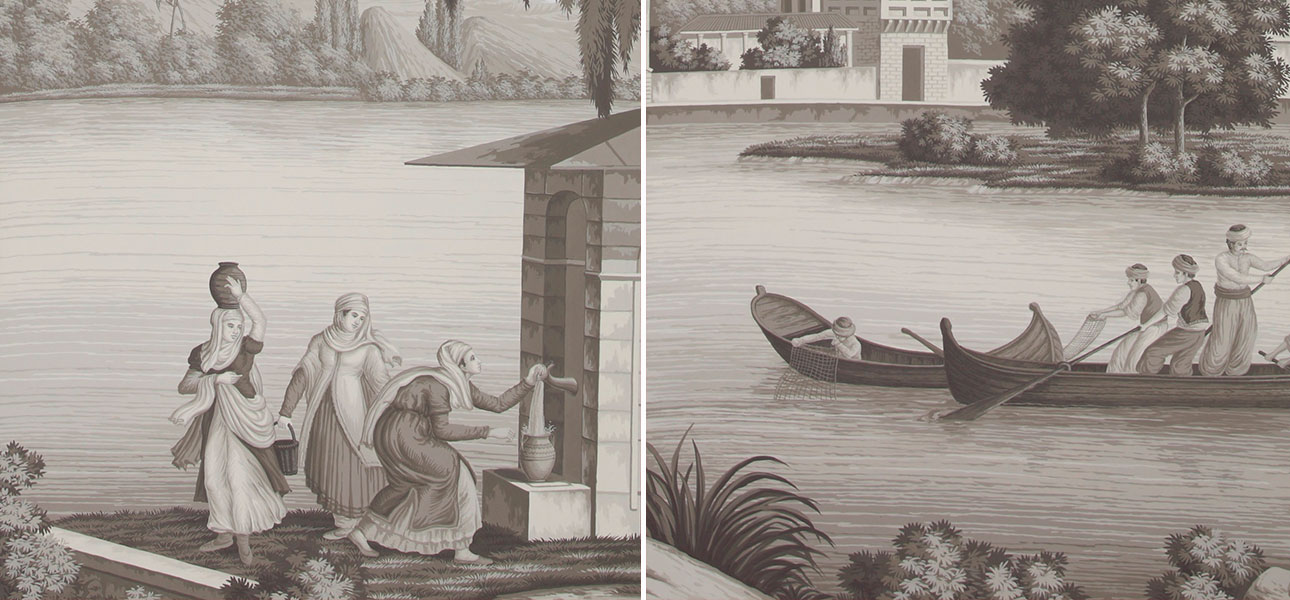 Обои ручная роспись Rives du Bosphore Eau Forte on scenic paper - фото