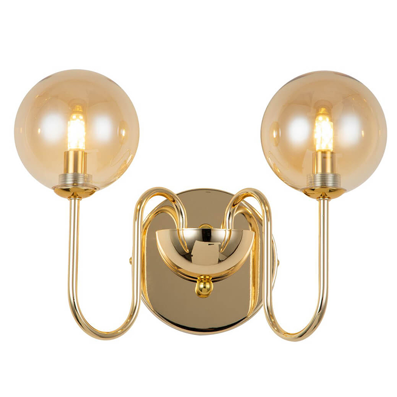 Бра Sheiry Glass Ball Wall Lamp Глянцевое золото Янтарный Бра Sheiry Glass Ball Wall Lamp Глянцевое золото Янтарный в Тюмени | Loft Concept