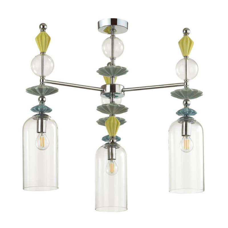 Люстра Iris Glass Chandelier candy 3 chrome Прозрачное Стекло Прозрачный зеленый Желтый Хром Люстра Iris Glass Chandelier candy 3 chrome Прозрачное Стекло Прозрачный зеленый Желтый Хром в Тюмени | Loft Concept