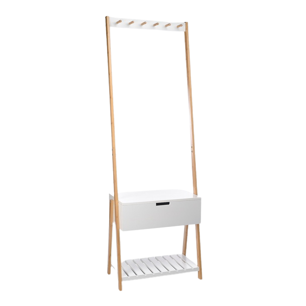 Вешалка для прихожей Сканди White & Beige Bamboo Белый Бежевый Вешалка для прихожей Сканди White & Beige Bamboo Белый Бежевый в Тюмени | Loft Concept