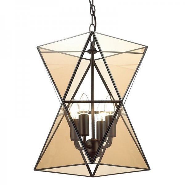 Люстра PolyPyramid Glass Pendant 4 Cognac Прозрачный Люстра PolyPyramid Glass Pendant 4 Cognac Прозрачный в Тюмени | Loft Concept