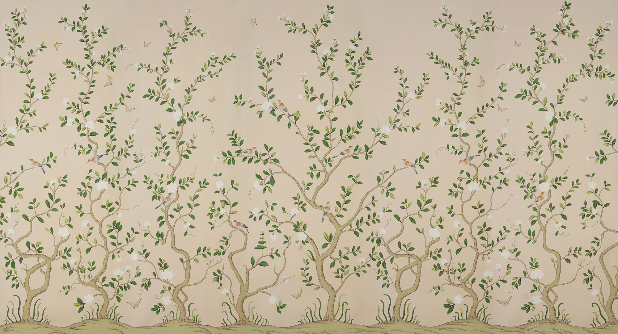 Обои ручная роспись Gustavian Garden Spring on Gentleman's Pink dyed paper Обои ручная роспись Gustavian Garden Spring on Gentleman's Pink dyed paper - постер Loft-Concept в Тюмени